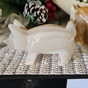 White Stone Pig Figurine Home Accent
